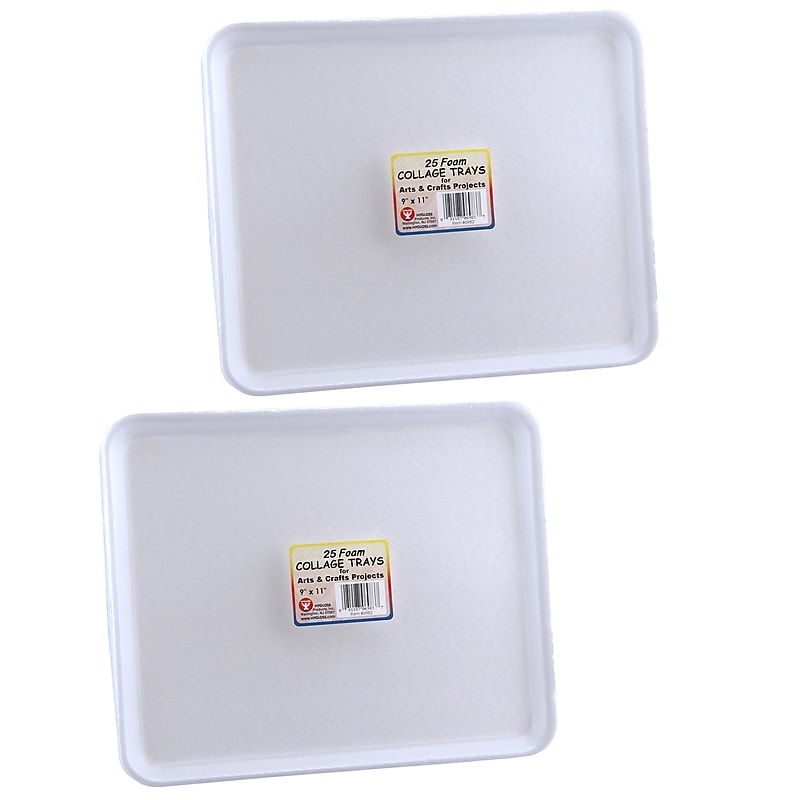Hygloss Foam Trays, 9" x 11", 25 Per Pack, 2 Packs (HYG6982-2) image 1