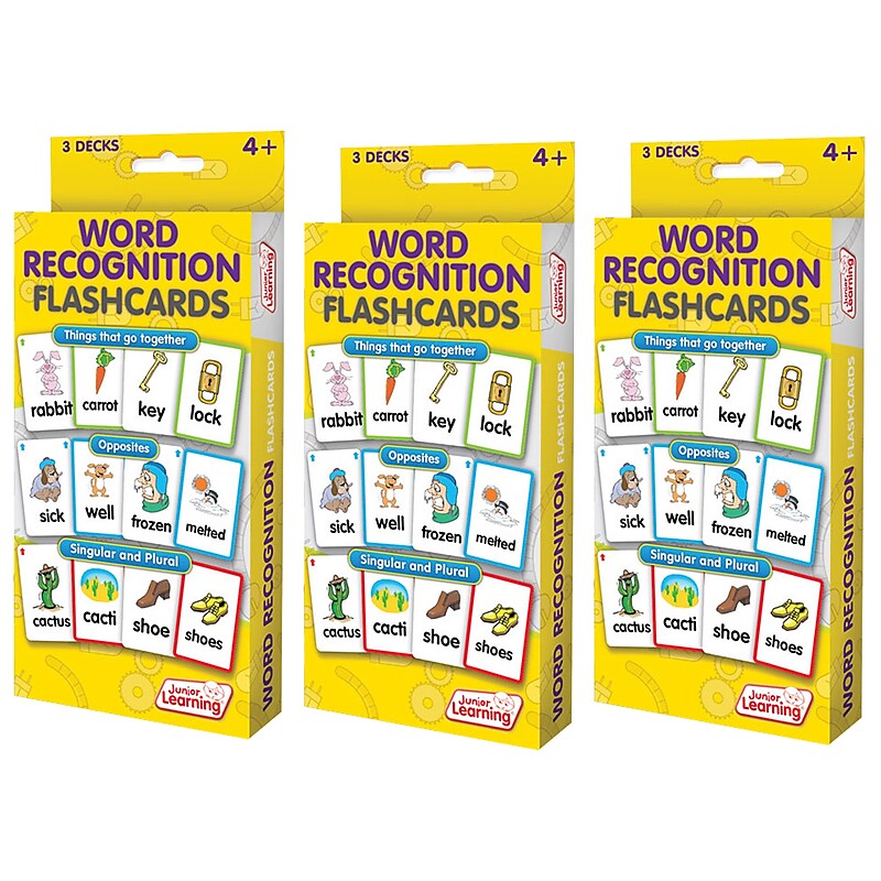 Junior Learning Word Recognition Flashcards, 3 Sets Per Pack, 3 Packs (JRL201-3) image 1