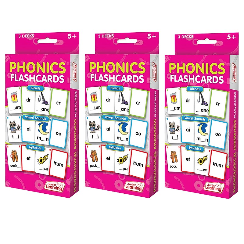 Junior Learning Phonics Flashcards, 3 Sets Per Pack, 3 Packs (JRL203-3) image 1