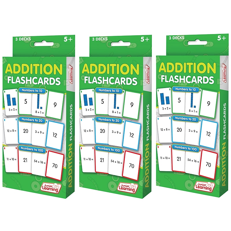 Junior Learning Addition Flashcards, 3 Sets Per Pack, 3 Packs (JRL204-3) image 1