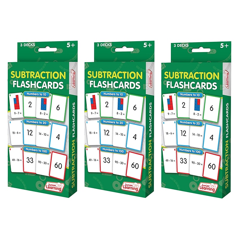 Junior Learning Subtraction Flashcards, 3 Sets Per Pack, 3 Packs (JRL205-3) image 1