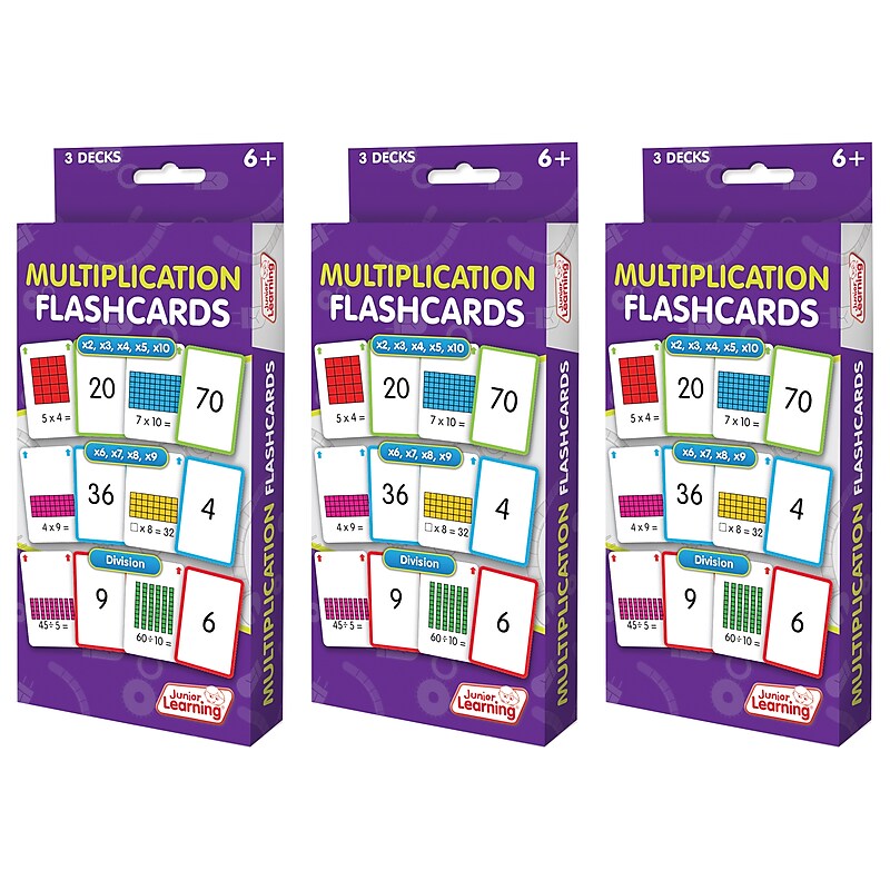 Junior Learning Multiplication Flashcards, 3 Sets Per Pack, 3 Packs (JRL206-3) image 1