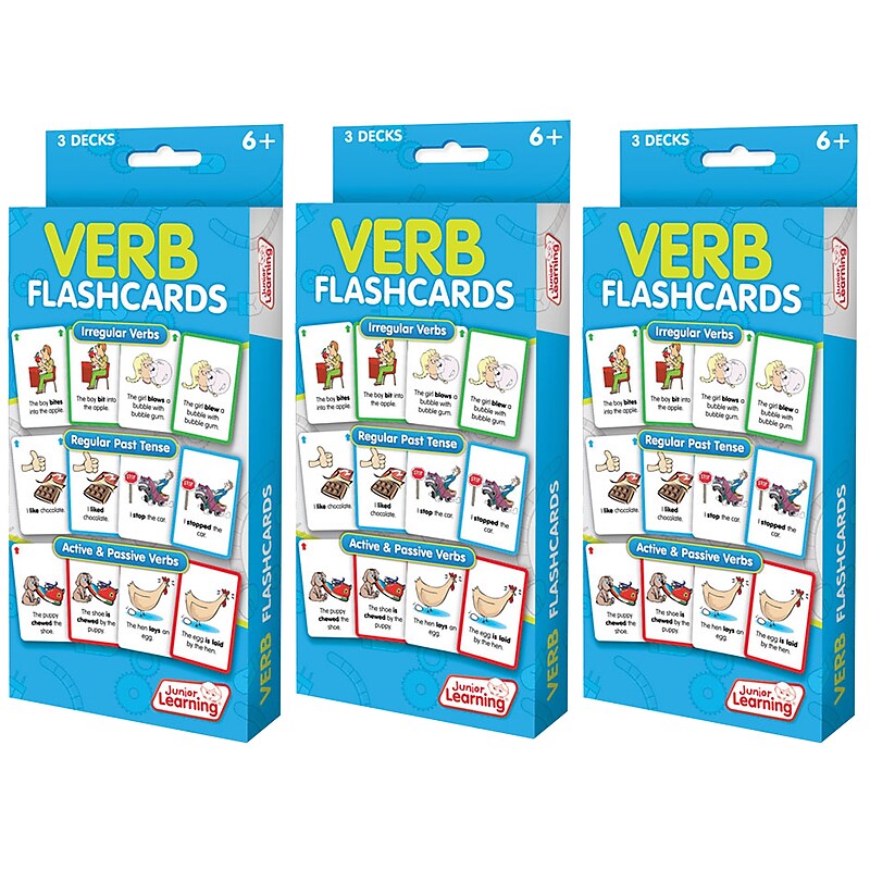 Junior Learning Verb Flashcards, 3 Sets Per Pack, 3 Packs (JRL209-3) image 1