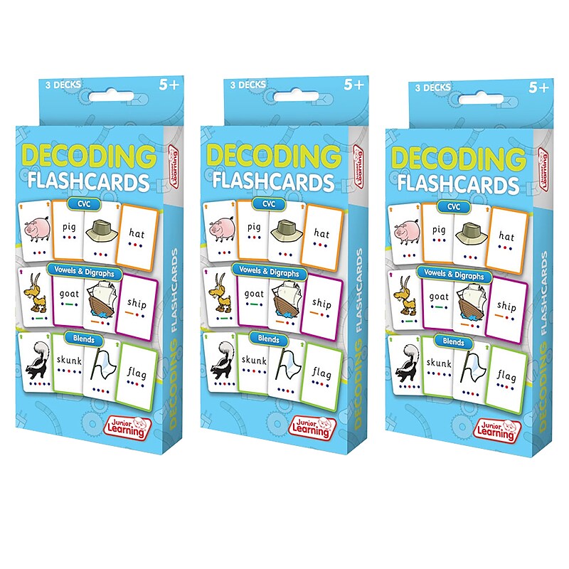 Junior Learning Decoding Flashcards, 3 Sets Per Pack, 3 Packs (JRL211-3) image 1