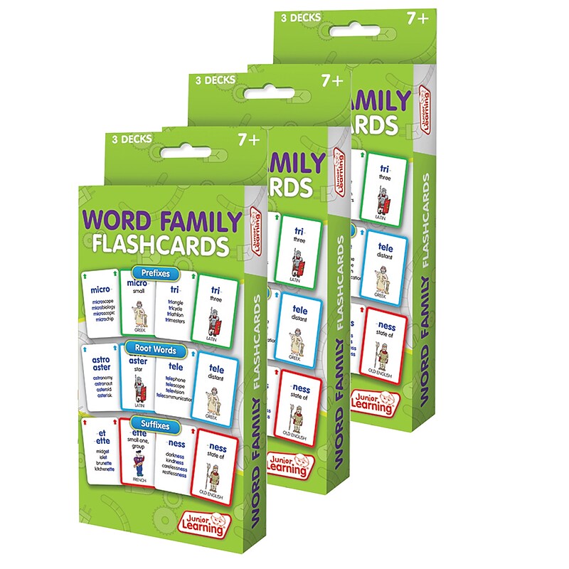 Junior Learning Word Families Flash Cards, 3 Decks Per Pack, 3 Packs (JRL216-3) image 1