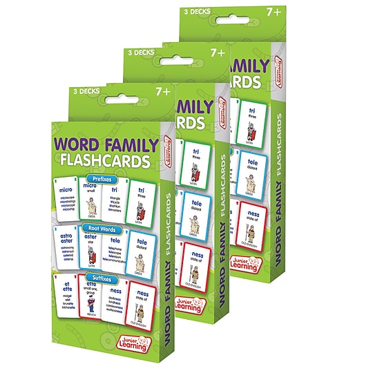 Junior Learning Word Families Flash Cards, 3 Decks Per Pack, 3 Packs (JRL216-3)