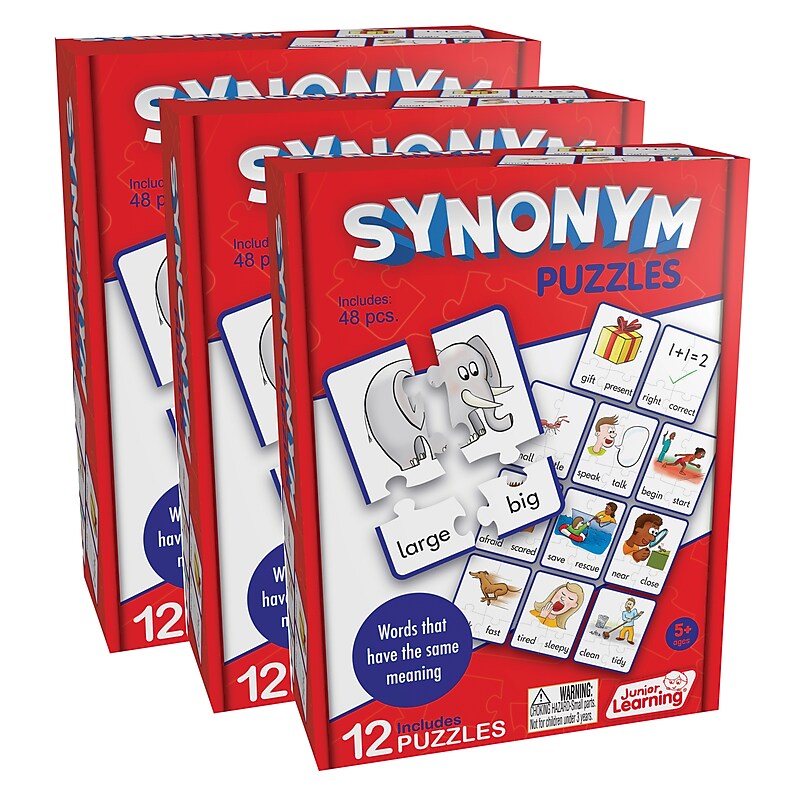 Junior Learning Synonym Puzzles, 12 Per Set, 3 Sets (JRL241-3) image 1