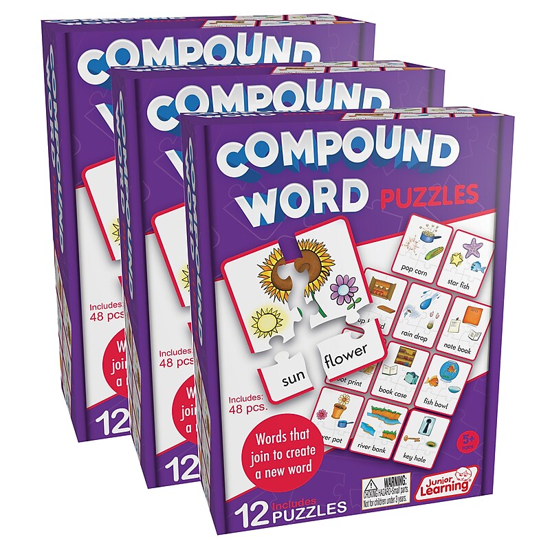 Junior Learning Compound Puzzles, 12 Per Set, 3 Sets (JRL244-3) image 1