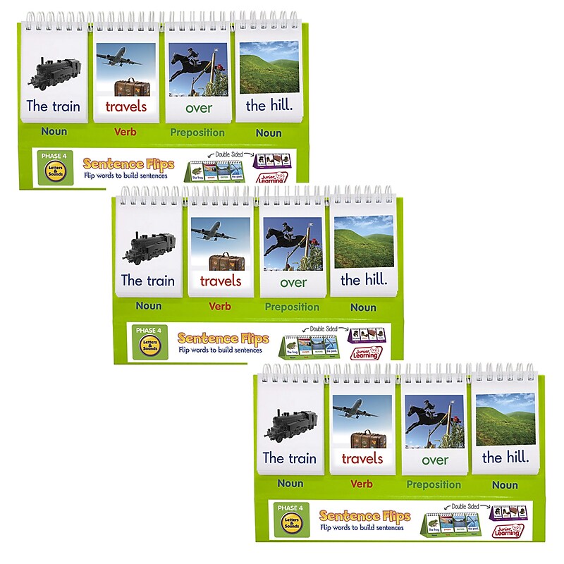 Junior Learning® Sentence Flips, Double-Sided Sentence Building Flip Chart, Pack of 3 (JRL265-3) image 1