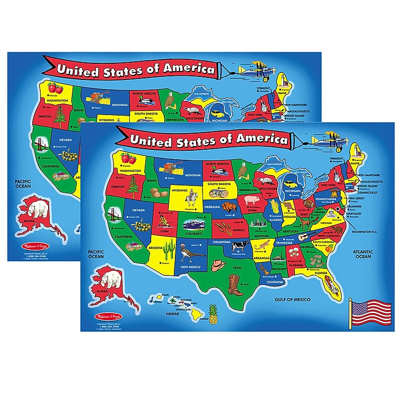 Melissa & Doug U.S.A. (United States) Map Floor Puzzle - 51 Pieces, Pack of 2 (LCI440-2) image 1