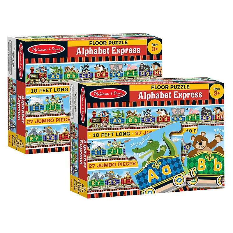Melissa & Doug Alphabet Express Floor Puzzle, 10' x 6-1/2", 27 Pieces, Pack of 2 (LCI4420-2) image 1