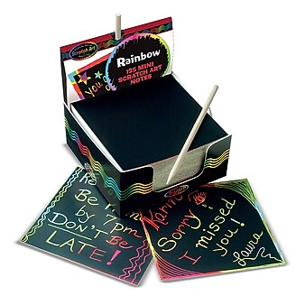 Melissa & Doug Scratch Art Box of Rainbow Mini Notes with Stylus, 125 Notes Per Pack, 3 Packs (LCI5945-3)