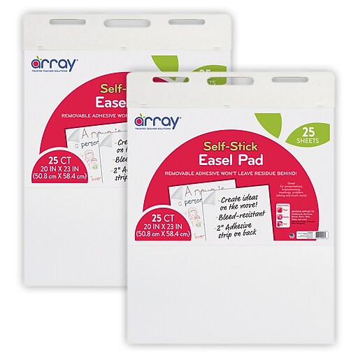 Array® Easel Pad, SelfAdhesive, White, SelfAdhesive, 20" x 23", 25