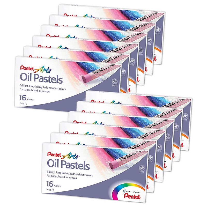 Pentel Oil Pastel Set, 16 Colors, 12 Sets (PENPHN16-12) image 1