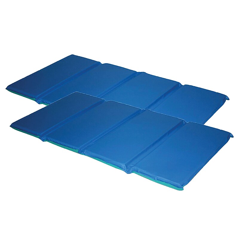 KinderMat DayDreamer 3-Fold Vinyl Rest Mat, 48" x 24", Blue/Teal, 2/Bundle (PZ-HSM148-2) image 1