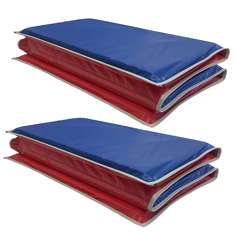 KinderMat 3-Fold Vinyl Basic Mat, 45" x 19", Red/Blue with Gray Binding, 2/Bundle (PZ-KM110-2) image 1
