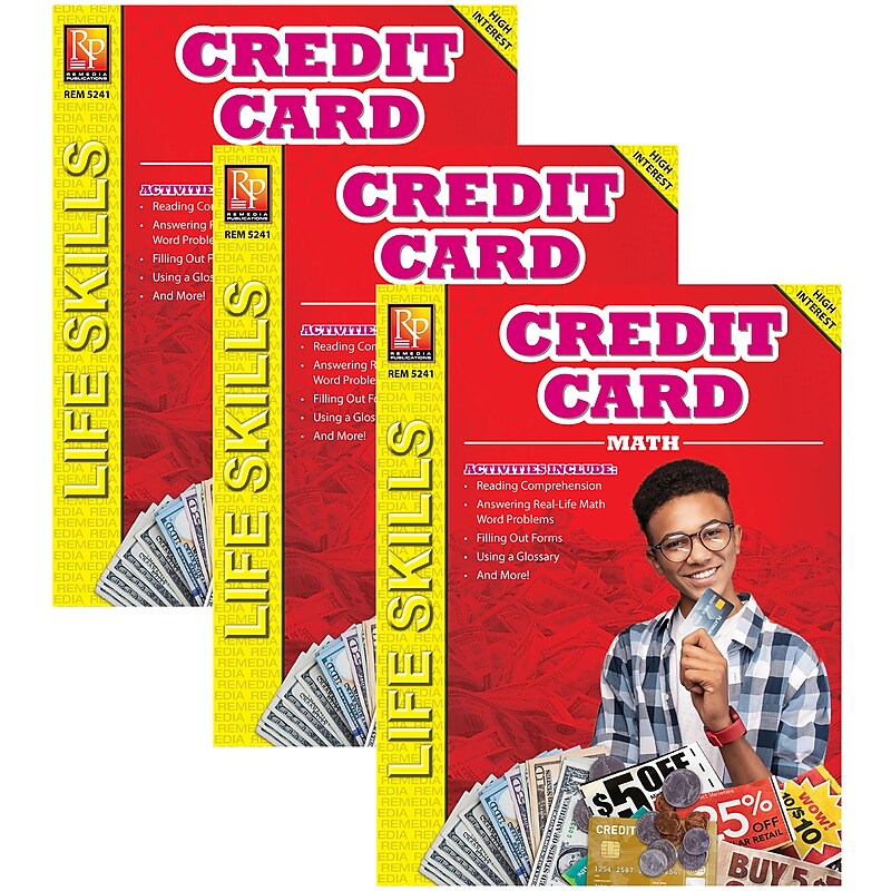 Remedia Publications Credit Card Math: Life Skills Math Series, Pack of 3 (REM5241-3) image 1