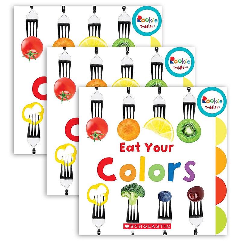 Scholastic Rookie Toddler Board Book, Eat Your Colors, Pack of 3 (SB-9780531226193-3) image 1