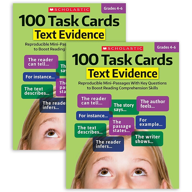 Scholastic Teaching Solutions 100 Task Cards: Text Evidence Text Activity Book, Pack of 2 (SC-811301-2) image 1