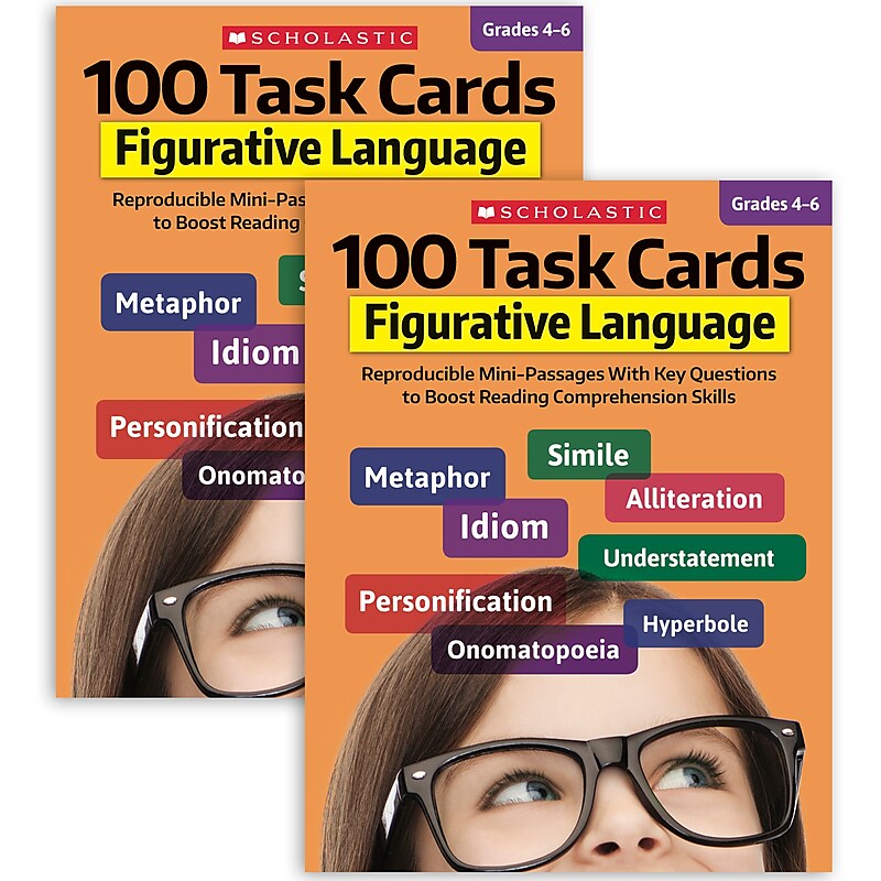 Scholastic Teaching Solutions 100 Task Cards: Figurative Language Activity Book, Pack of 2 (SC-860315-2) image 1
