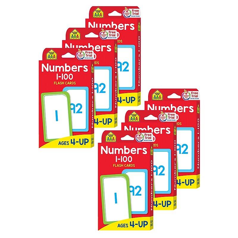 School Zone Publishing Numbers 1-100 Flash Cards, 6 Packs (SZP04005-6) image 1