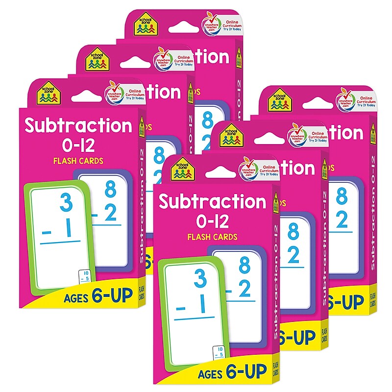 School Zone Publishing Subtraction 0-12 Flash Cards, 6 Packs (SZP04007-6) image 1