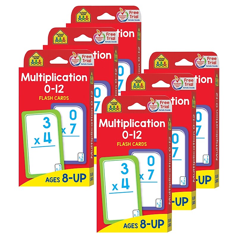 School Zone Publishing Multiplication 0-12 Flash Cards, 6 Packs (SZP04008-6) image 1