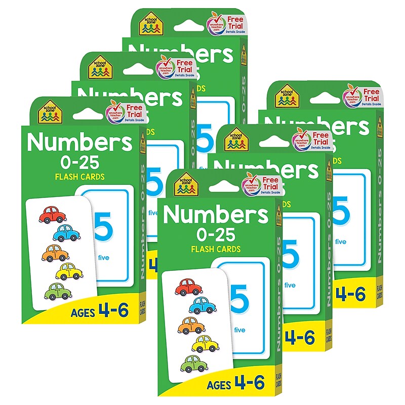 School Zone Publishing Numbers 0-25 Flash Cards, 6 Packs (SZP04022-6) image 1