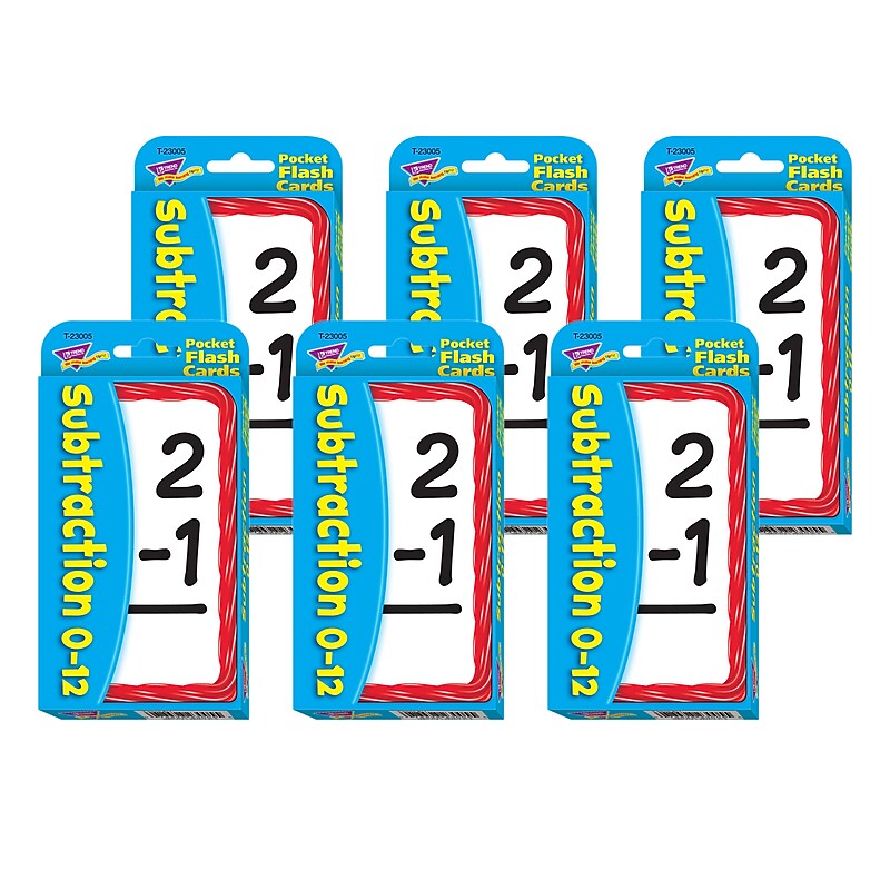 TREND Subtraction 0-12 Pocket Flash Cards, 6 Packs (T-23005-6) image 1