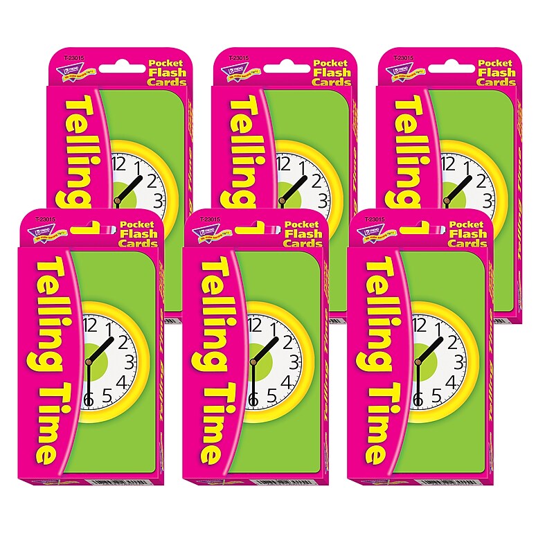 TREND Telling Time Pocket Flash Cards, 6 Packs (T-23015-6) image 1