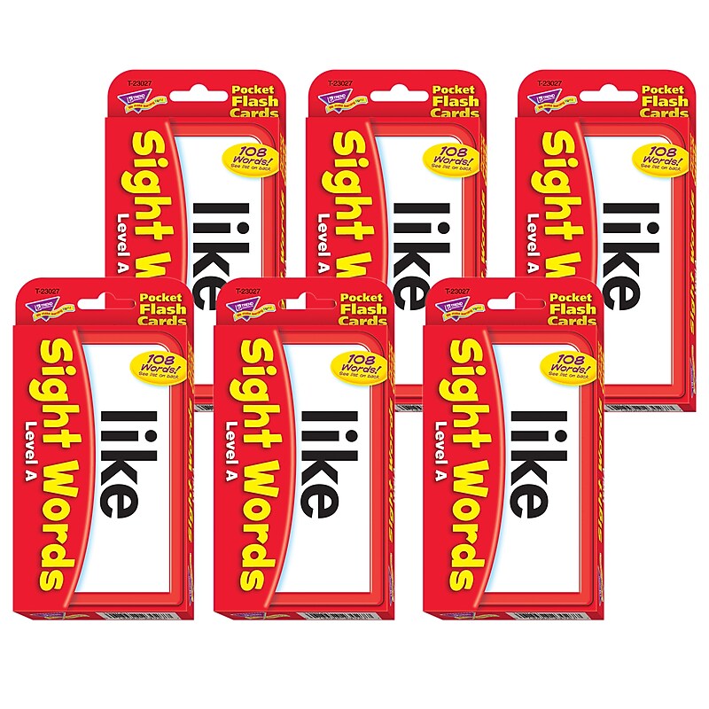TREND Sight Words – Level A Pocket Flash Cards, 6 Packs (T-23027-6) image 1