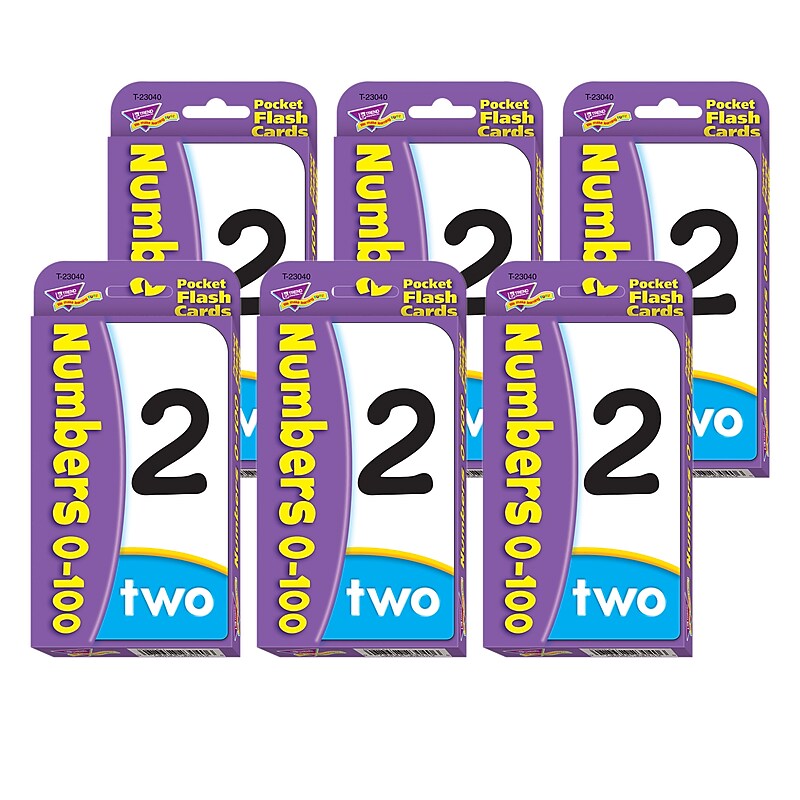 Trend Enterprises Numbers 0-100 Pocket Flash Cards, 6 Packs (T-23040-6) image 1