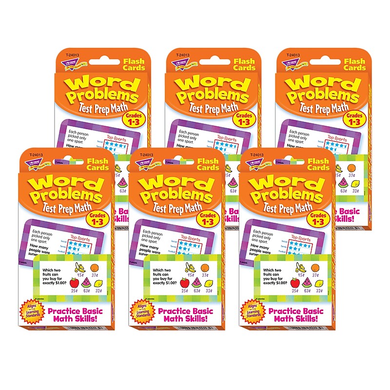 TREND Word Problems Test Prep Math, Grades 1-3 Challenge Cards, 6 Packs (T-24013-6) image 1
