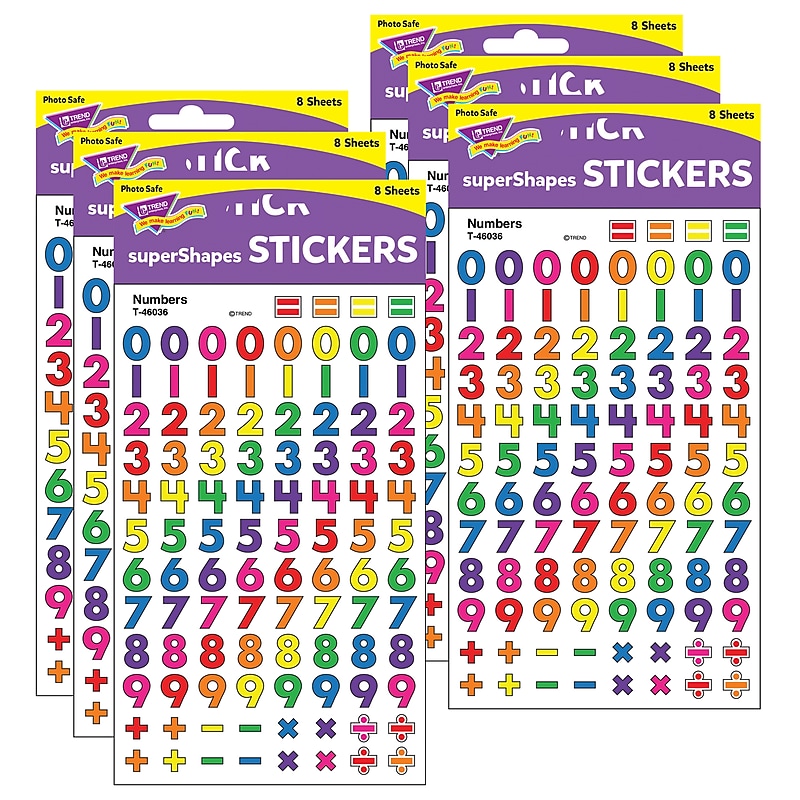 TREND Numbers superShapes Stickers, 800 Per Pack, 6 Packs (T-46036-6) image 1