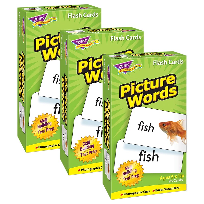 TREND Picture Words Skill Drill Flash Cards, 3 Packs (T-53004-3) image 1