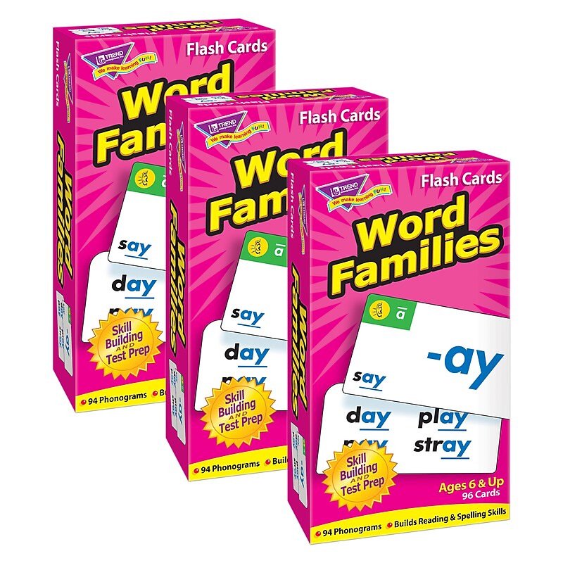 TREND Word Families Skill Drill Flash Cards, 3 Packs (T-53014-3) image 1