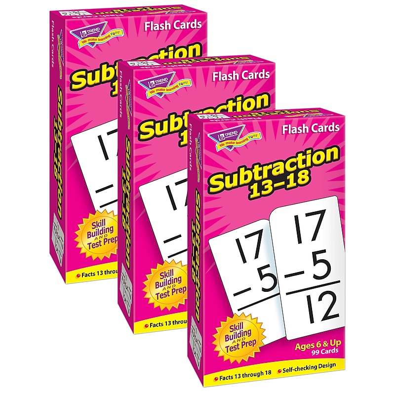 TREND Subtraction 13-18 Skill Drill Flash Cards, 3 Packs (T-53104-3) image 1