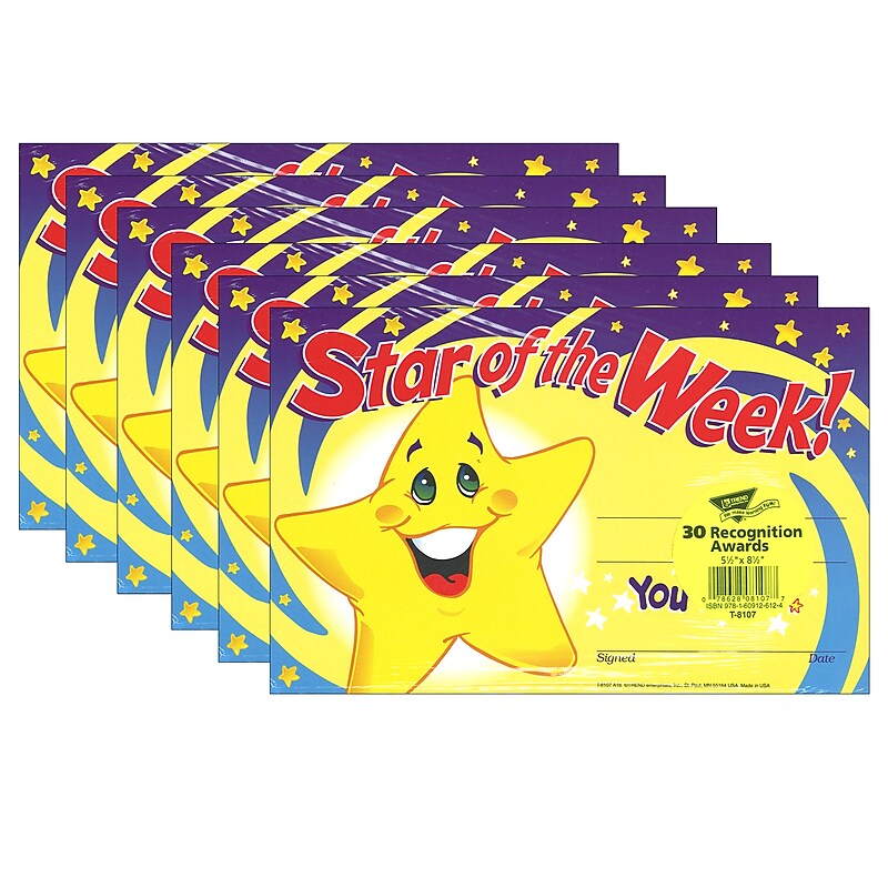 Trend Enterprises Star of the Week! Recognition Awards, 30/Pack, 6 Packs (T-8107-6) image 1