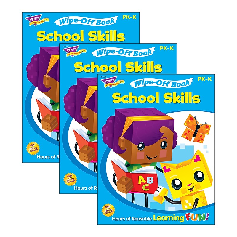 TREND School Skills Wipe-Off Book Wipe-Off Book, 28 pgs, Pack of 3 (T-94231-3) image 1