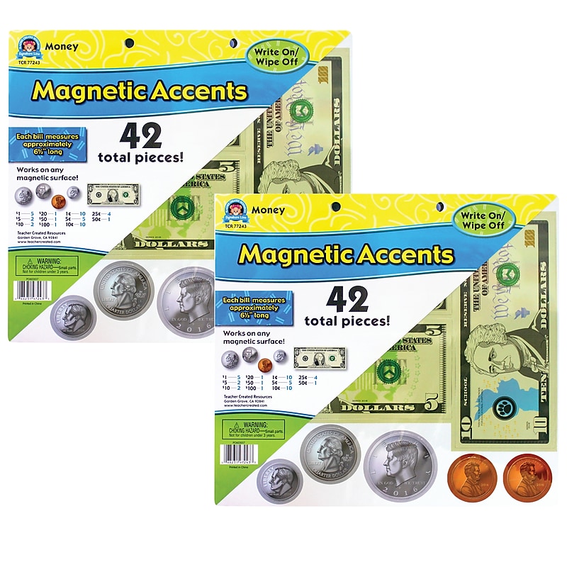 Teacher Created Resources Money Magnetic Accents, 42 Per Pack, 2 Packs (TCR77243-2) image 1