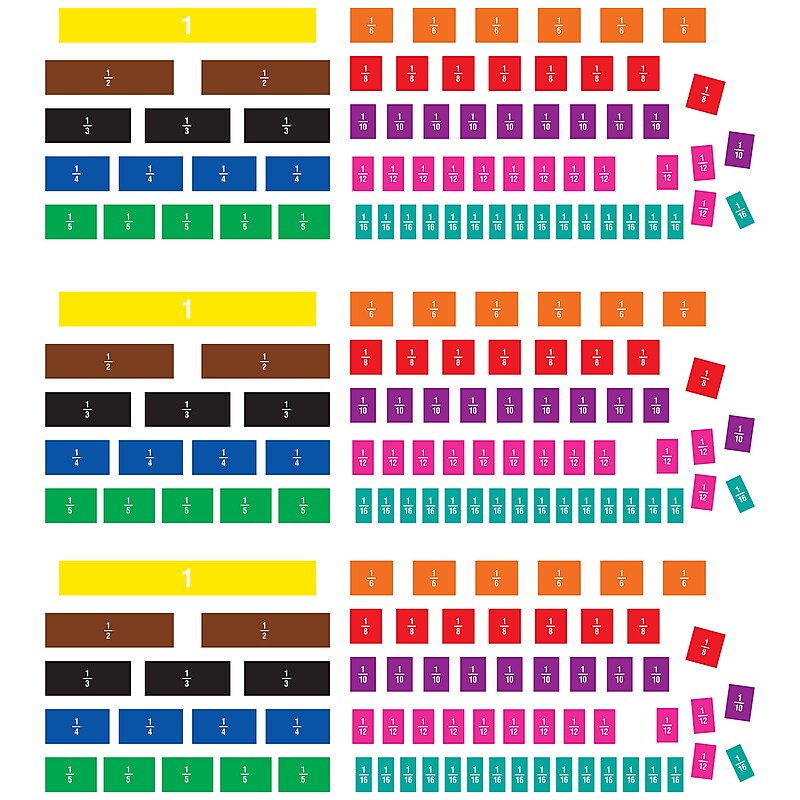 Teacher Created Resources Fraction Tiles Magnetic Accents, 66 Pieces Per Pack, 3 Packs (TCR77245-3) image 1