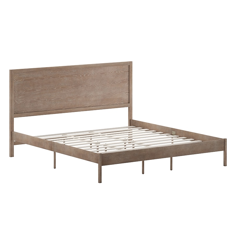 Flash Furniture Asher Light Brown Platform Bed with Wooden Slats and Headboard, King (MG09004KBKOAK) image 1