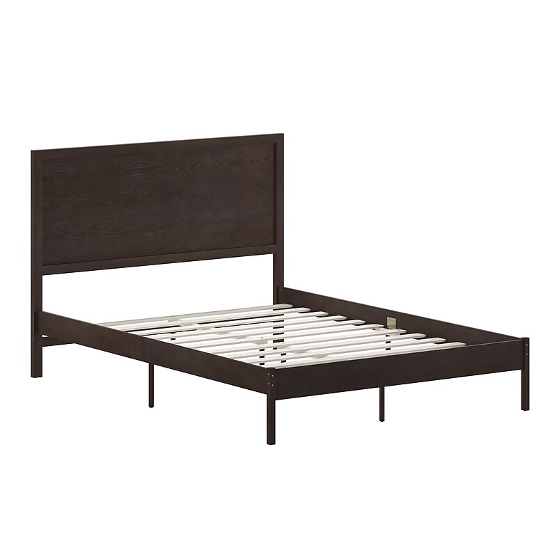 Flash Furniture Asher Dark Brown Platform Bed with Wooden Slats and Headboard, Queen (MG09004QBQDKBRN) image 1