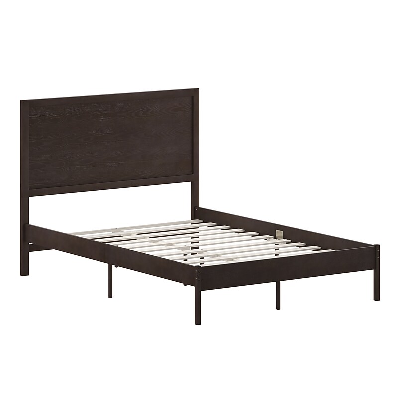 Flash Furniture Asher Dark Brown Platform Bed with Wooden Slats and Headboard, Full (MG09004FBFDKBRN) image 1