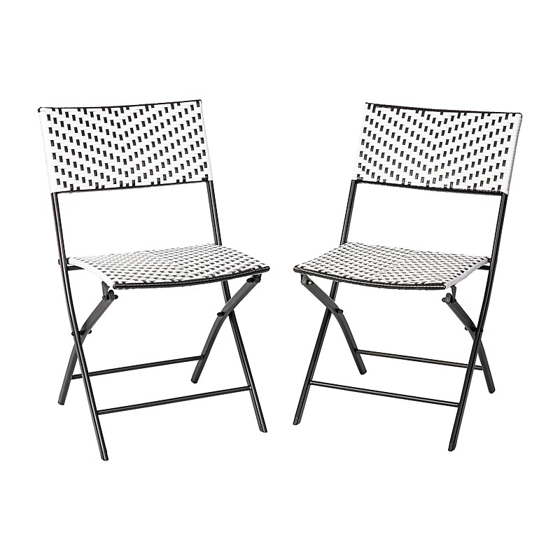 Flash Furniture Rouen Indoor/Outdoor Foldable French Bistro Chairs, Black/White, 2/Pack (2FVFWA086BLKWHT) image 1