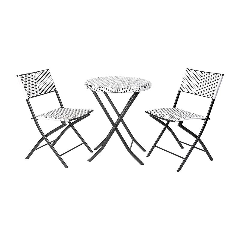 Flash Furniture Rouen Indoor/Outdoor Foldable French Bistro Set, Black/White (FVFWA085BLKWHT) image 1