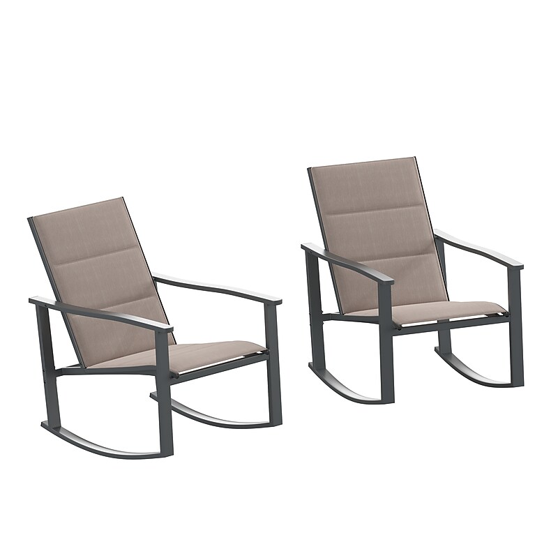 Flash Furniture Brazos Outdoor Rocking Chairs with Flex Comfort Material, Brown, 2/Pack (2FVFSC2315NBRN) image 1