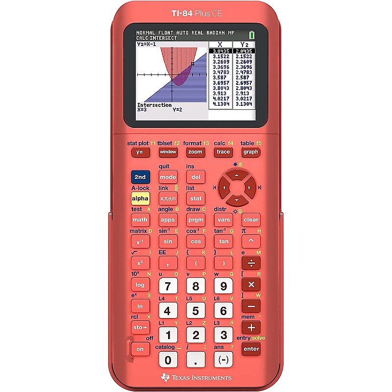 Texas Instruments TI‑84 Plus CE Graphing Calculator, Metallic Coral Salmon (84CEPY/TBL/1L1/L) image 1
