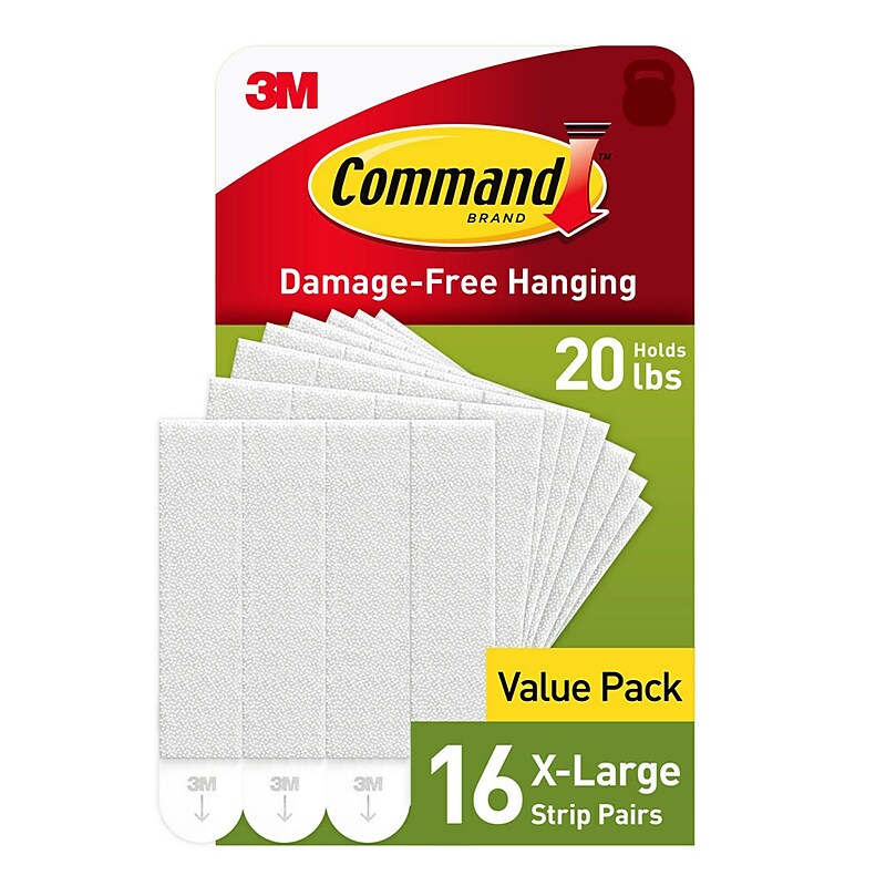Command Extra Large Hanging Strips, 20 lb., White, 16/Pack (17217-16NA) image 1