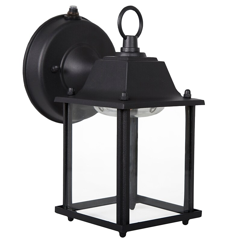 Maxxima LED Porch Lantern Outdoor Wall Light, Black with Clear Glass, Warm White (MEL-6100W) image 1